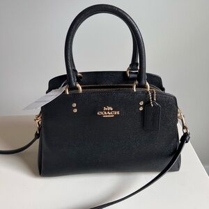 NWT! Coach Mini Lillie Carryall black leather with gold hardware
